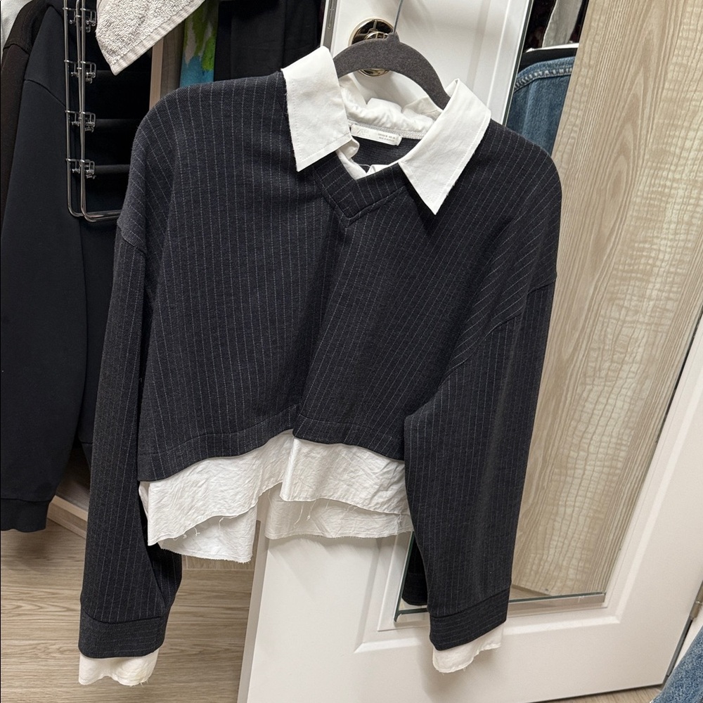 Zara Black and White Layered Top